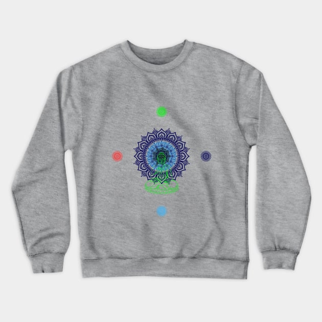 colorful Buddha mandala art Crewneck Sweatshirt by WARNAWALIYA “The Gallery of Imagination”